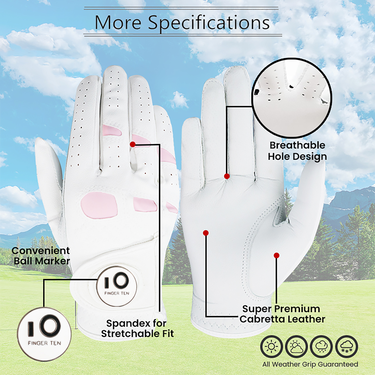 6 Pcs Rain Grip All Weather Wo – обзор и цена Golf Glove Cadet